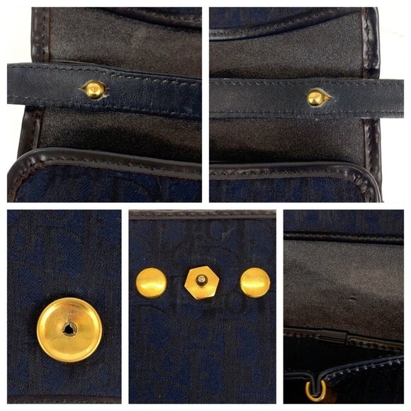 DIOR Vintage Navy Leather Shoulder Bag - Picture 6 of 7
